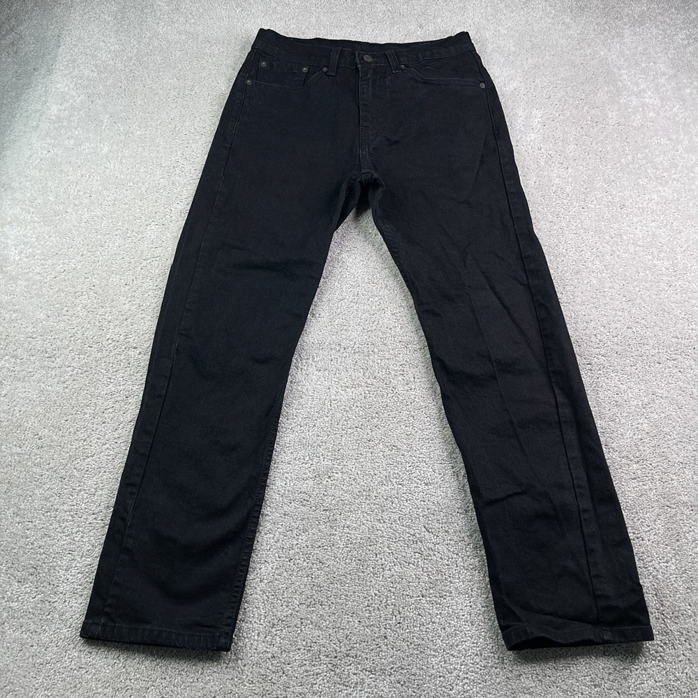 Levis Jeans Mens 31x30 Black 505 Regular Fit Straight Leg Stretch Denim Pants